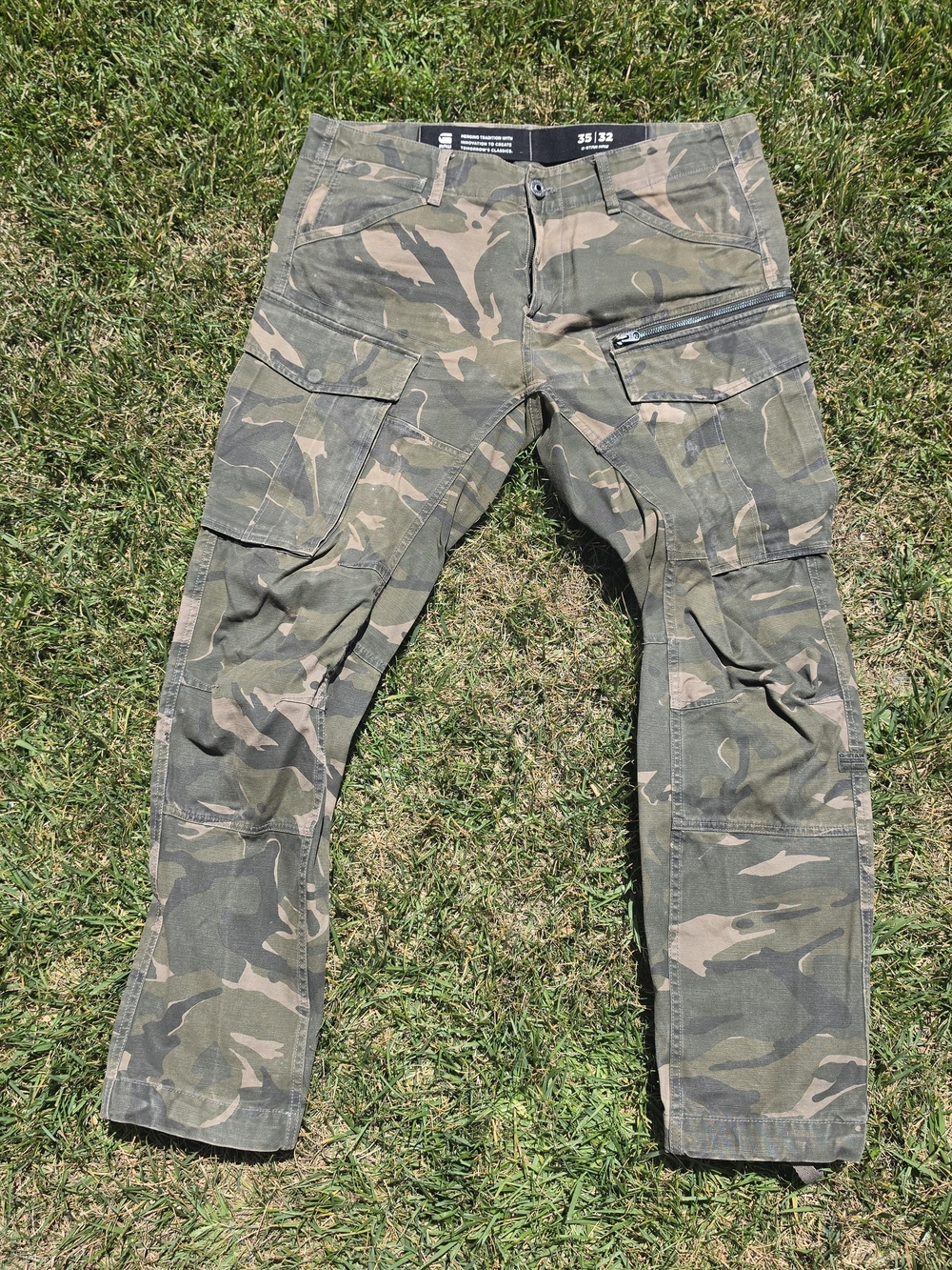 G-Star - Rovic Tapered - Men's Cargo Pants -  Olive & Tan Camo - 35x32